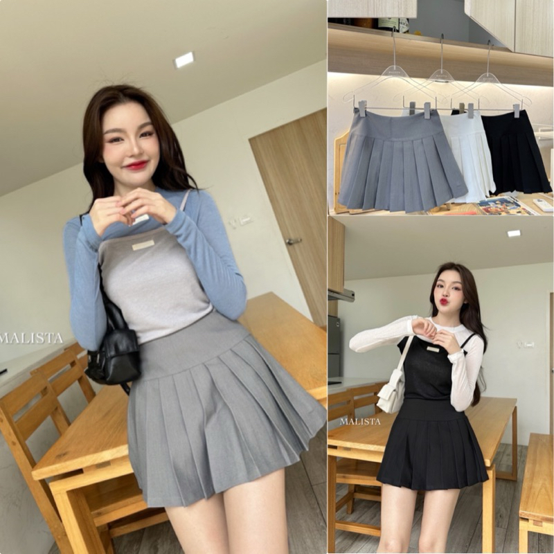 Tennis Skirt 🩶🩵 กระโปรงจีบทวิตรอบตัว สไตล์สาวสปอร์ตนิด แก่นแก้วคุณหนูหน่อยๆ