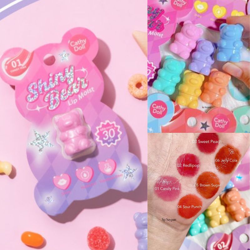 Cathy Doll【ลิปหมี】สดใส สีชัด ฉ่ำวาว มีมอยส์เจอร์ไรเซอร์ Cathy Doll Shiny Bear Lip Moist 1.1g
