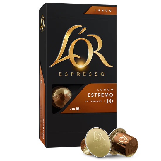 กาแฟแคปซุลลอร์ ลังโก เอสทรีโม 10 แคปซูล ระดับความเข้ม 10/13L'or Espresso Lungo Estremo Coffee Capsules  10 Pack