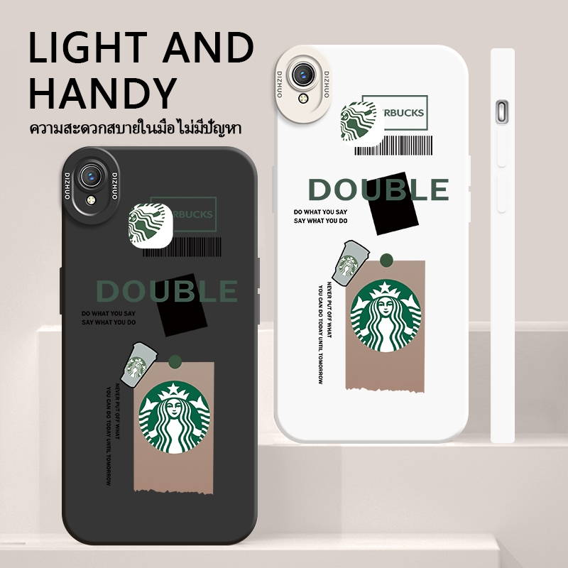 เคส VIVOY1S/Y91C/Y91I case เคสโทรศัพท์มือถือ ขอบสี่เหลี่ยม แบบป้องกันเต็มเครื่อง ลาย Starbucks