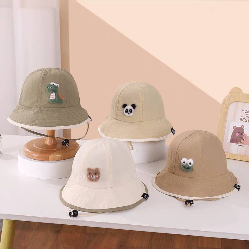 [พร้อมส่ง] หมวกเด็ก 12เดือน-5ปี รอบหัว:50-52 cm. ติดตุ๊กตารวมสัตว์น่ารักๆ หมวกบักเก็ต (Bucket) มีสายคล้องใต้คาง