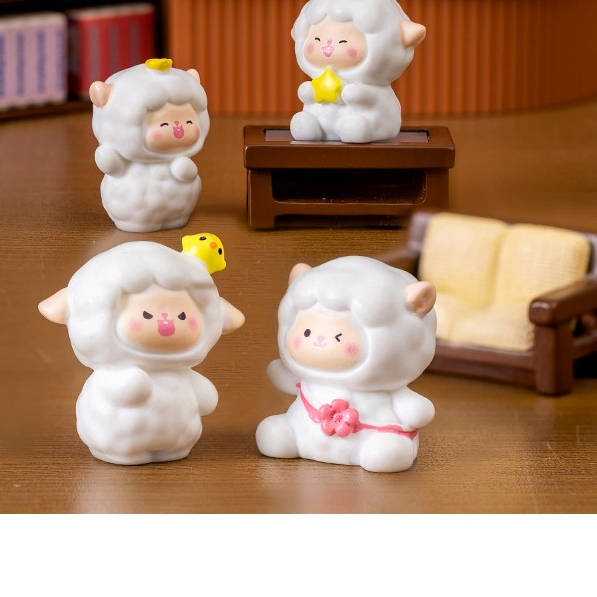 แกะขาวน่ารักละมุน (ราคา/1 ชิ้น) ตุ๊กตาแต่งบ้าน ตุ๊กตาแต่งสวน ของสะสม โมเดล จัดสวนถาด พร็อพถ่ายรูป