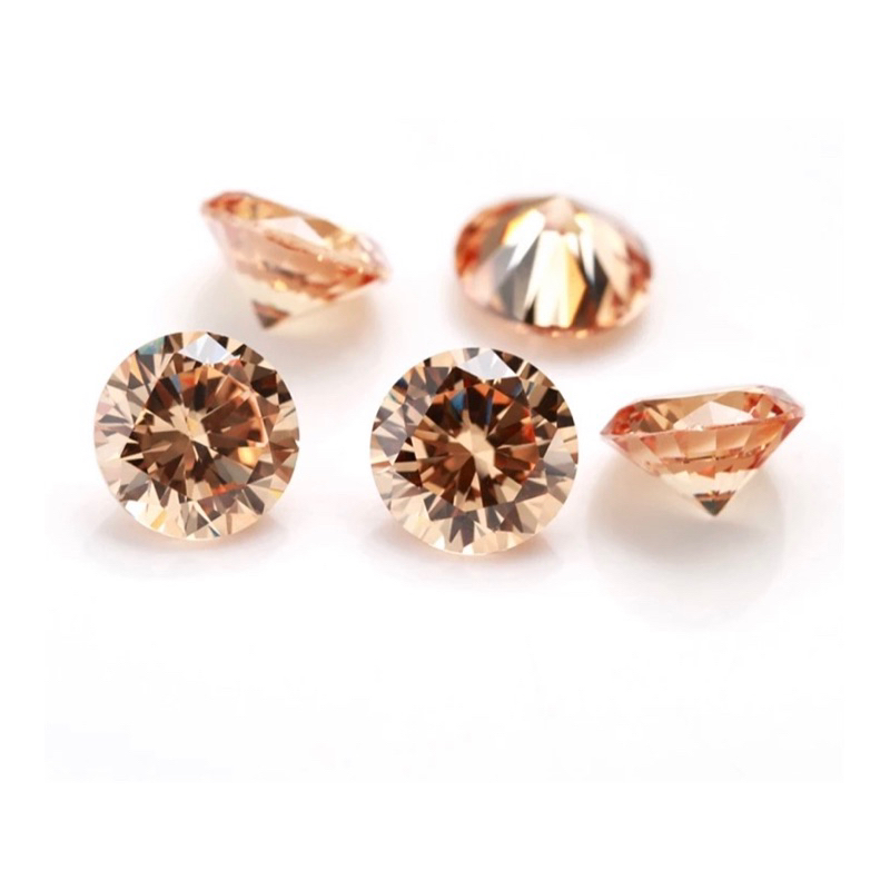 เพชรรัสเซีย CZ สีเเชมเปญ ขนาด5.5mm-10mm(มิลลิเมตร)