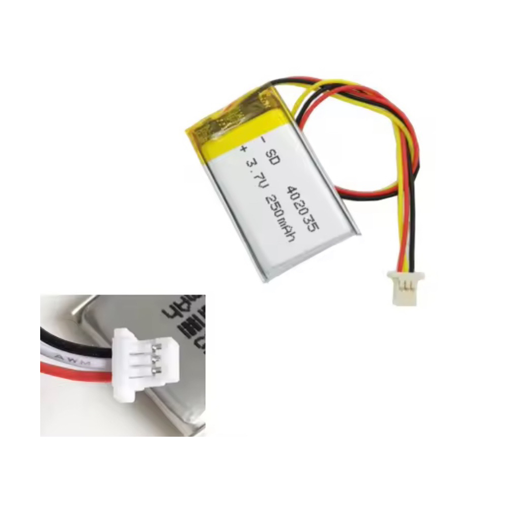 battery 250mAh ขนาด 1.25 หนา เข้าหัว 402035 แรงดัน 3.7v แบบ 3 สาย มีขั้วต่อ