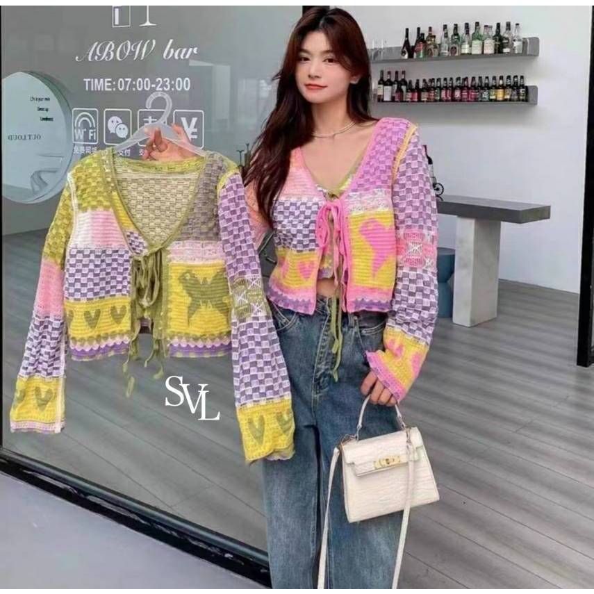 🏆win.win.shop🏆 #WE1 เสื้อสเวตเตอร์ไหมพรม คาร์ดิแกน แขนยาว สไตล์เกาหลี งานจริงสวยมากจ้า💕