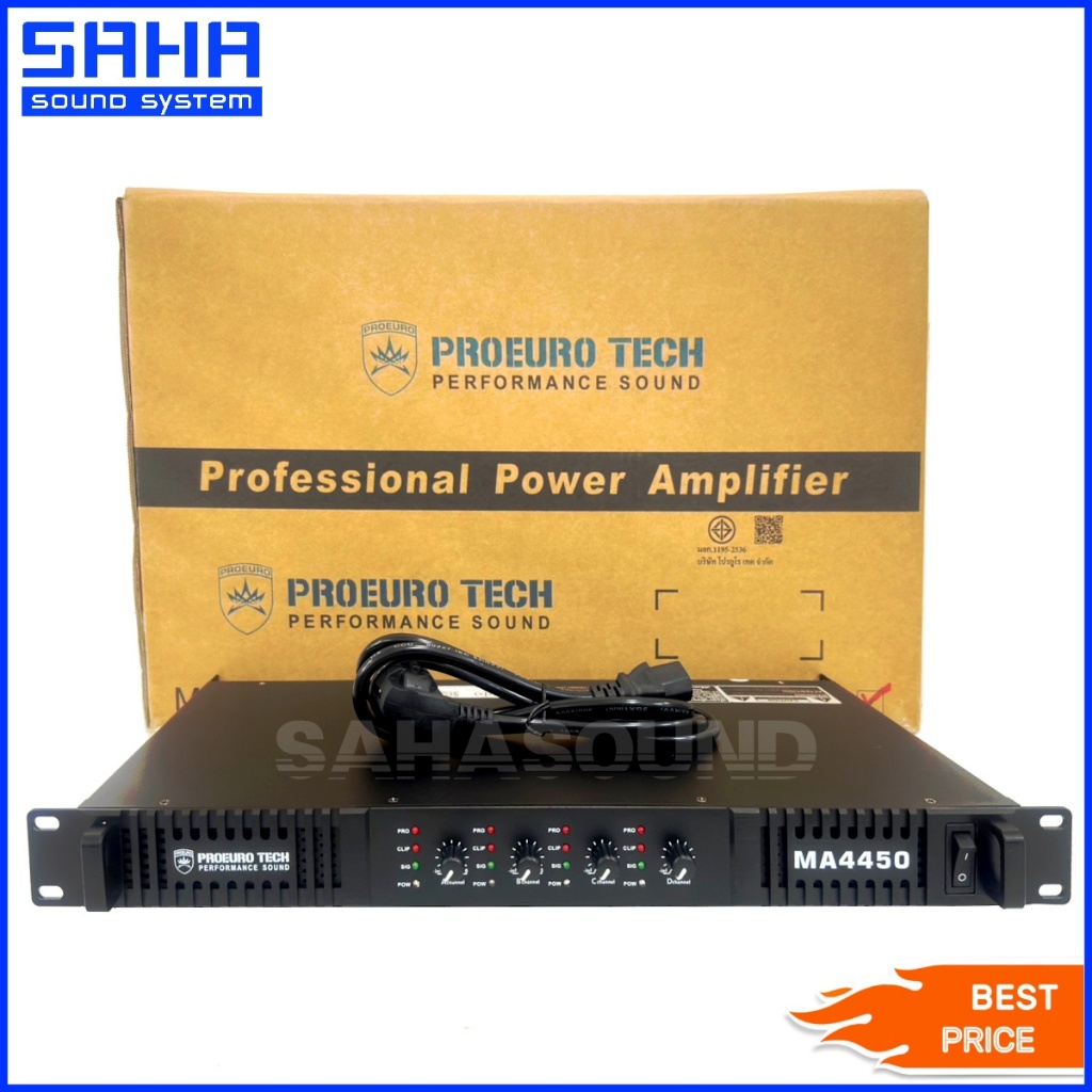 🔥ประกัน 1 ปี🔥 PRO EUROTECH MA4450 POWERAMP 4CH เพาเวอร์แอมป์ แอมป์ขยายเสียง (1U) sahasound - สหซาวด์