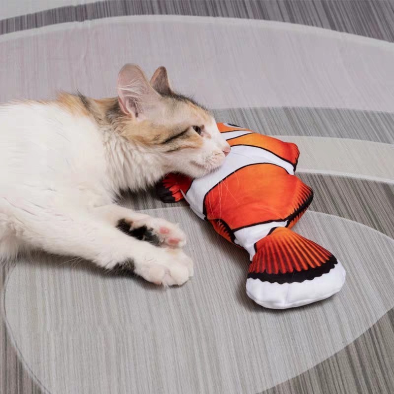ของเล่นแมว ปลาดุ๊กดิ๊ก ดิ้นได้ มีแบตเตอรี่ในตัว ฟรี สายชาร์จUSB ปลากัด ตุ๊กตาปลา ปลาแมวตุ๊กตาปลาของเล่นสัตว์เลี้ยง