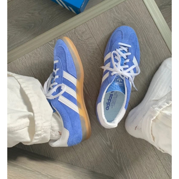 【ของแท้ 100%】adidas originals Gazelle Indoor Blue white brown