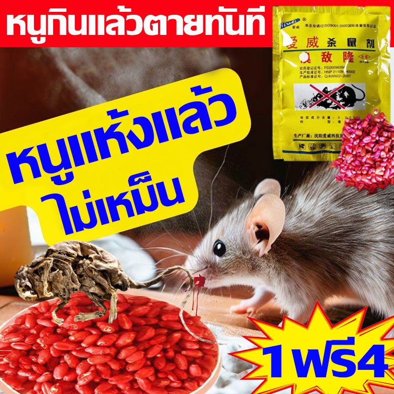 อัพเกรดสูตรฆ่าหนูรวดเร็ว ยาเบื่อหนู หนูตายทั้งรัง ตายแห้งไม่เหม็น ยาฆ่าหนู 1ฟรี4 ยากำจัดหนู เหยื่อกำจัดหนู 100%ได้ผล