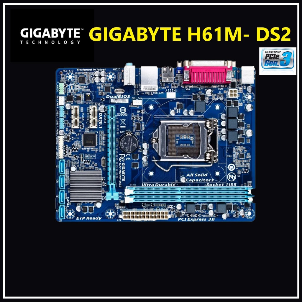 Mainbord gigabyte socket1155 รุ่นh61m-ds 2รองรับcpu เจน2-3