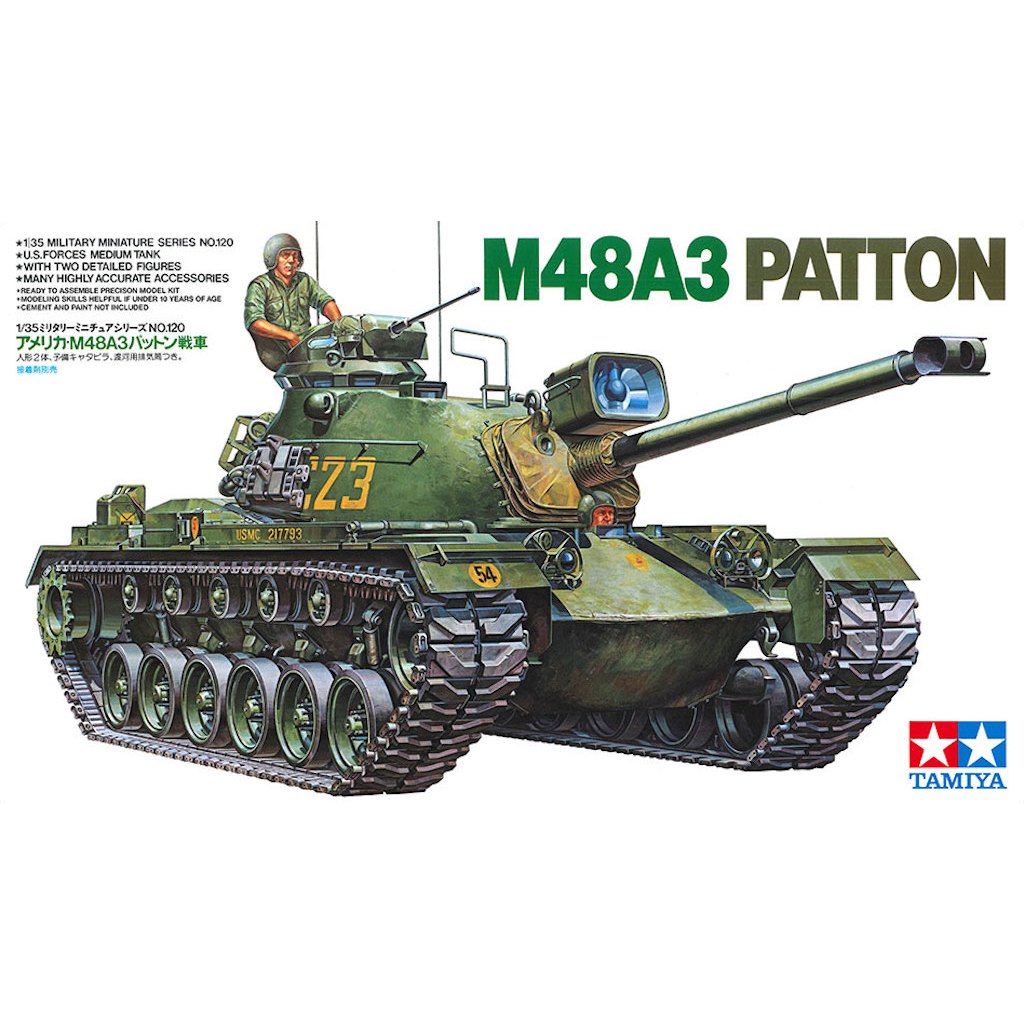 🏆 TAMIYA 35120 ชุดประกอบจำลองมาตราส่วน 1:35 U.S. M48A3 PATTON ต้องไปสร้างและทำสีเอง