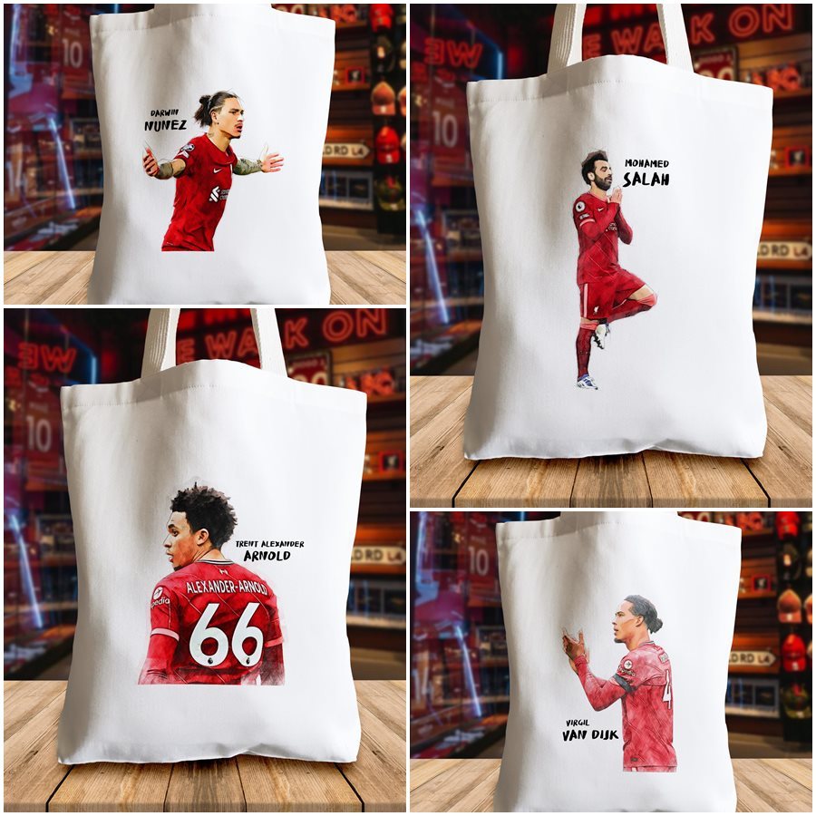 กระเป๋าผ้าแคนวาส ลายนักฟุตบอลลายนักฟุตบอลลิเวอร์พูล Liverpool canvas tote bags ชุดที่ 2