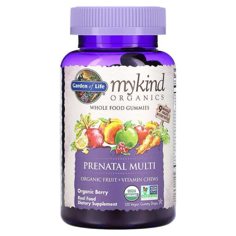 🍀นำเข้าจาก🇺🇸USA💯🍀 Garden of Life, MyKind Organics, Prenatal Multi, Organic Berry, 120 Vegan Gummy Dr