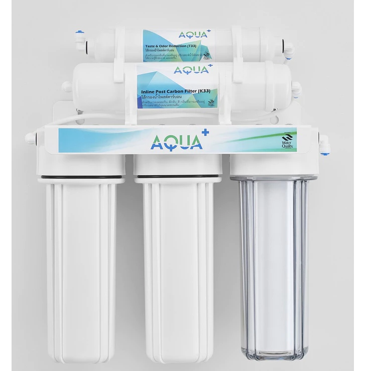 เครื่องกรองน้ำ AQUA+ 5 ขั้นตอน แถมฟรี!!! PP 10 นิ้ว 2 ชิ้น + ข้อต่อ 2 ชิ้น พร้อมอุปกรณ์ติดตั้งการใช้งาน คุณภาพดี