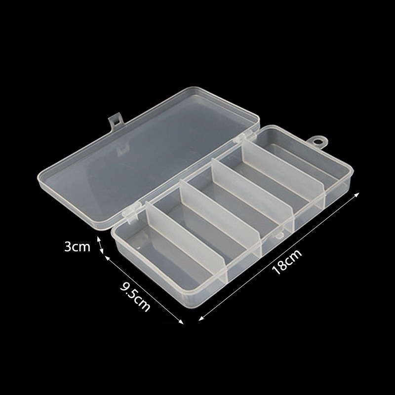 กล่องพลาสติกสีใส ขนาด 18*9.5*3cm 5 ช่อง สําหรับใส่อุปกรณ์ตกปลา