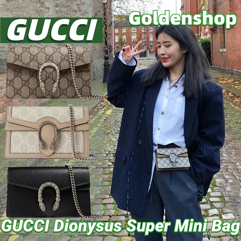 กุชชี่ Gucci Dionysus GG Supreme Super Mini Bag กระเป๋าสะพายเดี่ยว กระเป๋าสะพาย Gucci จริง สินค้าขายร้อน