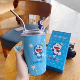 (ลูกค้าใหม่ 1บาท) แก้วน้ำการ์ตูนดิสนีย์ แก้วน้ำเก้บความเย็นพร้อมหลอด450ML