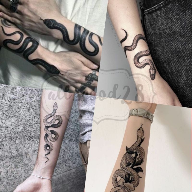 🇹🇭New⚡Tattoo sticker สติ๊กเกอร์รอยสัก snake #22