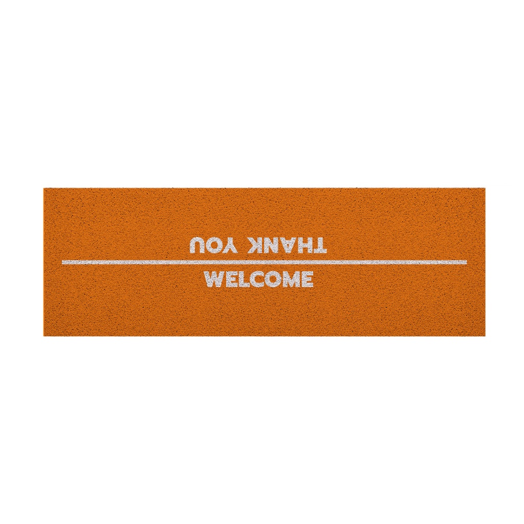 [ MT04-00000112 ]  พรมดักฝุ่น พรมเช็ดเท้า ลาย welcome thank you สีส้ม ขนาด 40x120 ซม