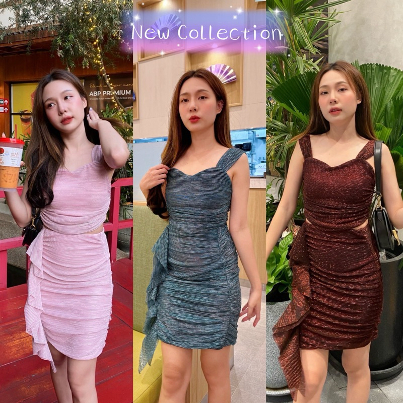 เกาะอก+กระโปรงเข้ารูป ดีเทลกลิตเตอร์ เล่นไฟ สวยมาก ชุดเซ็ท ชุดเที่ยวกลางคืน ชุดไปทะเล ชุดไปงานแต่ง