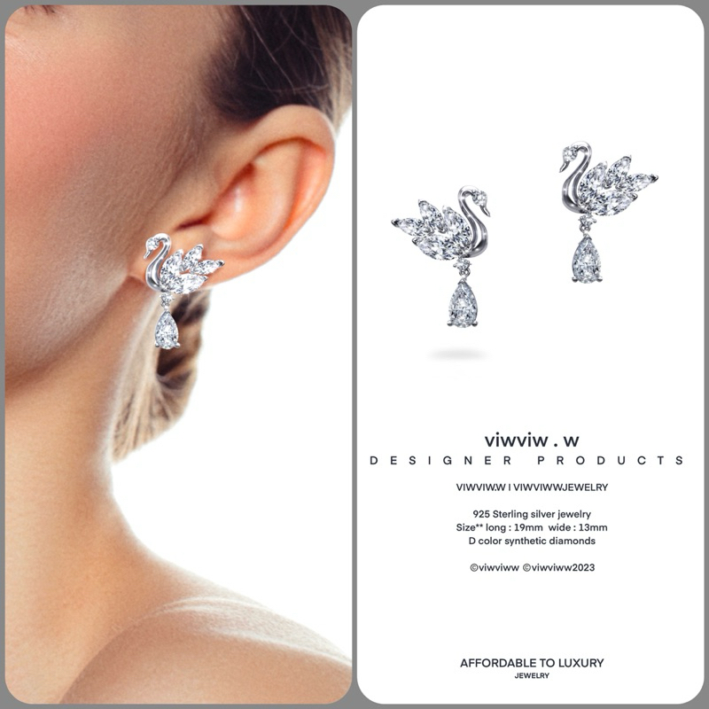 Swan diamond earrings