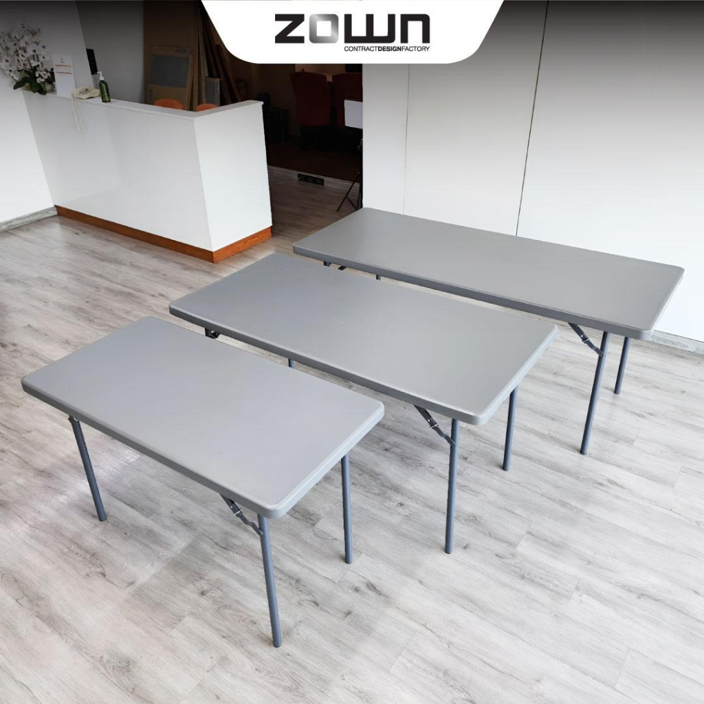 สินค้าใหม่ ZOWN หน้าโต๊ะสีเทา พับขาเก็บได้ แข็งแรง ทนแดด ทนฝน