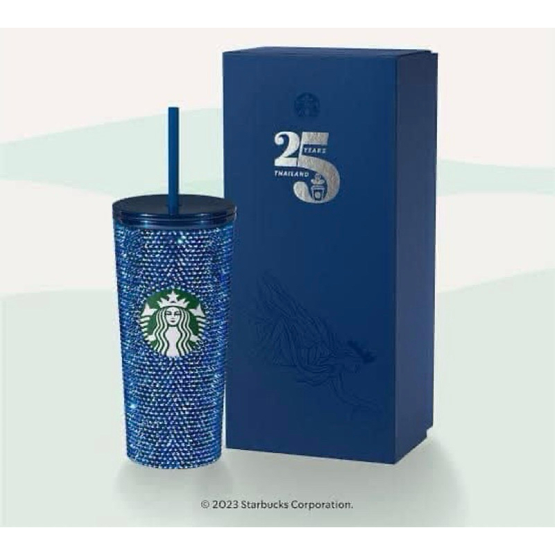 Blue Bling Cold Cup 16 oz Starbucks 25th Anniversary Thailand