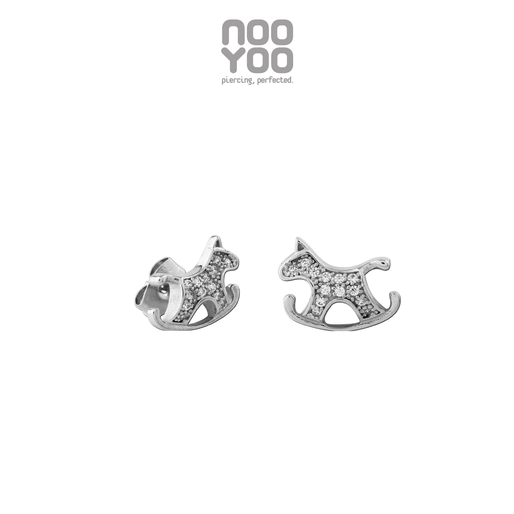 NooYoo ต่างหูสำหรับผิวแพ้ง่าย Mini Carousel with Crystal Surgical Steel