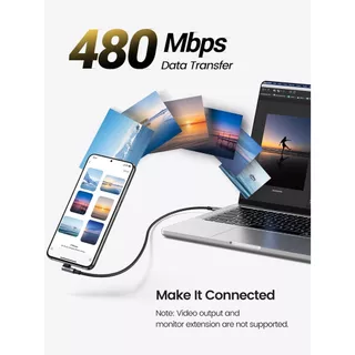 UGREEN สายชาร์จ 100w USB-C 2.0 to Angled USB-C M/M Cable Aluminium Shell with Braided 1-3 เมตร (Black) รุ่น US334