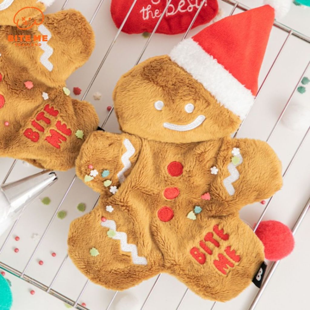 Bite Me Hug Me Toy - Gingerbread ของเล่นตุ๊กตาผ้าขนมปังขิง สำหรับสัตว์เลี้ยง นำเข้าจากเกาหลี