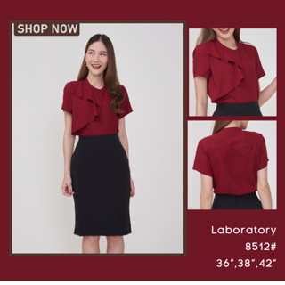*Laboratory* 8512 เสื้อทำงานแต่งดีเทลพับจีบด้านหน้าแขนสั้น