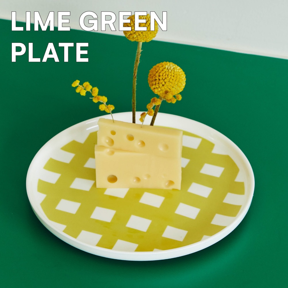 Sardine จานเซรามิค Sardine Green Grid Plate Lime Green  ขนาด 8 นิ้ว