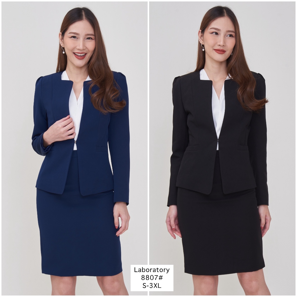 *Laboratory* เสื้อสูททรงเข้ารูป คอเหลี่ยม ยกไหล่8807#