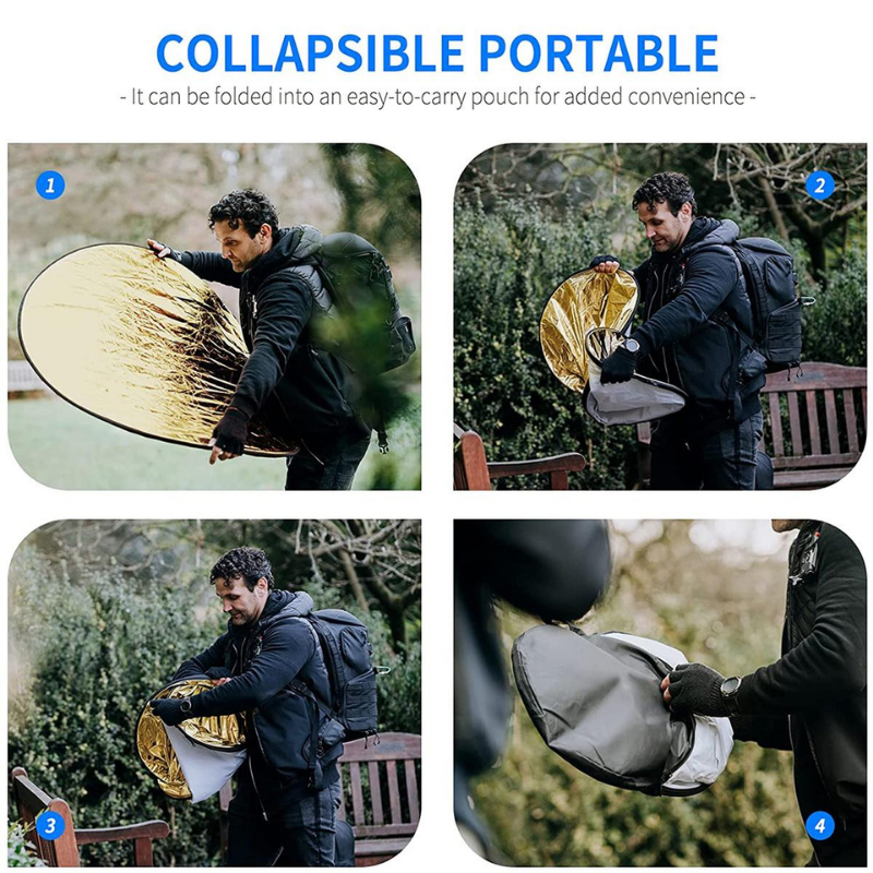 K&F แผ่นสะท้อนแสง 5 in 1 Circular Reflector Portable Foldable
