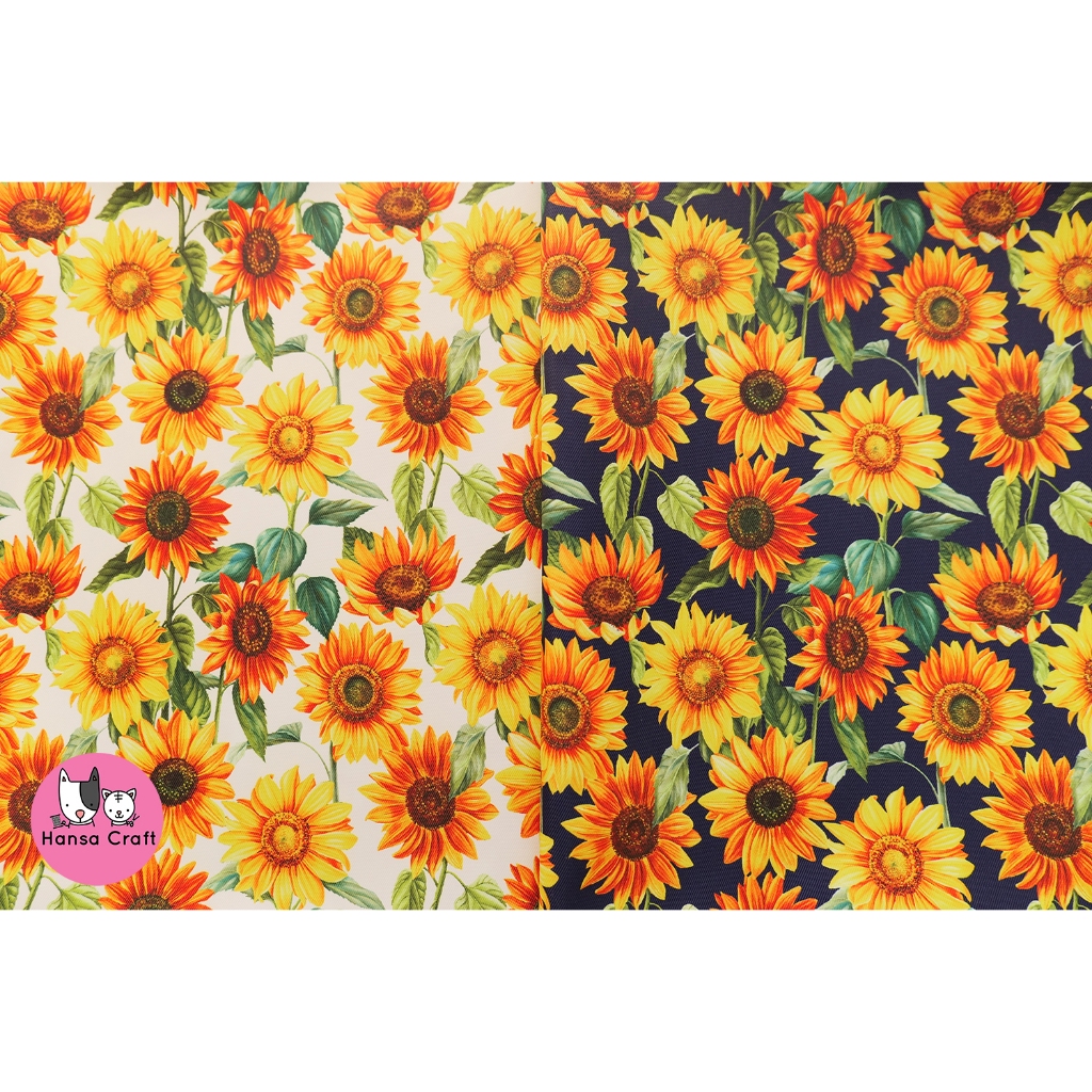 ผ้าโพลีกันน้ำ ผ้าโพลีสะท้อนน้ำ ลายดอกทานตะวัน พร้อมส่งจากไทย! ไม่ต้องรอพรีออเดอร์!