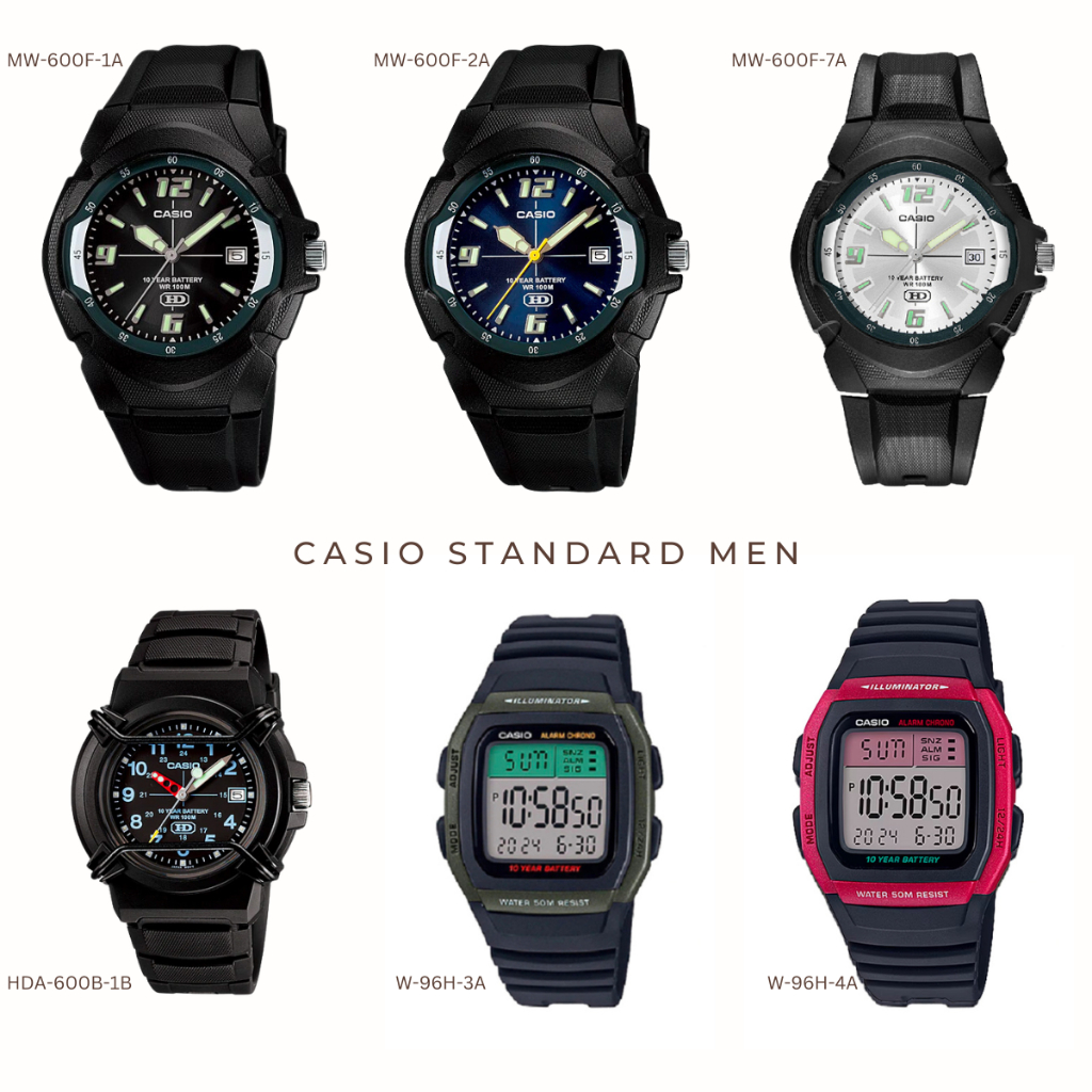 Casio Standard นาฬิกาข้อมือ รุ่น MW-600F HDA-600B W-96H MW-600F-1 HDA-600B-1