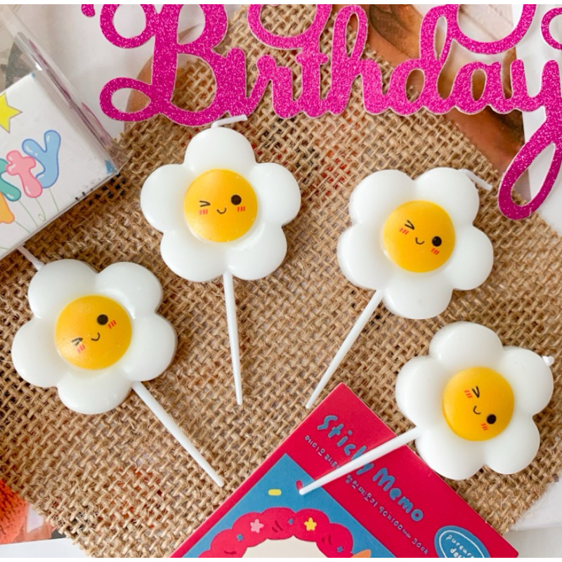 133  เทียน Happy birthday   เทียนวันเกิดดอกไม้กระพริบตา   กล่องละ 4 ชิ้น