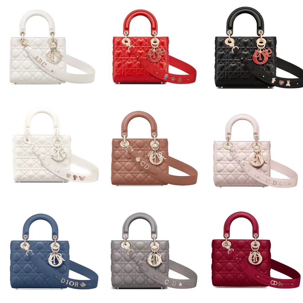 Dior/รูปแบบใหม่/รูปแบบ Cannage/กระเป๋าสะพาย/กระเป๋าถือ/กระเป๋า Princess Diana/ของแท้ 100%