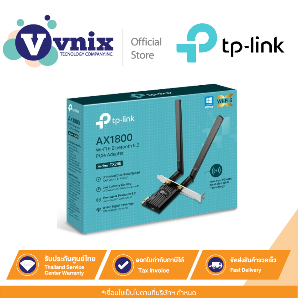 Tp link ARCHER-TX20E AX1800 Wi-Fi 6 Bluetooth 5.2 PCIe Adapter By Vnix Group