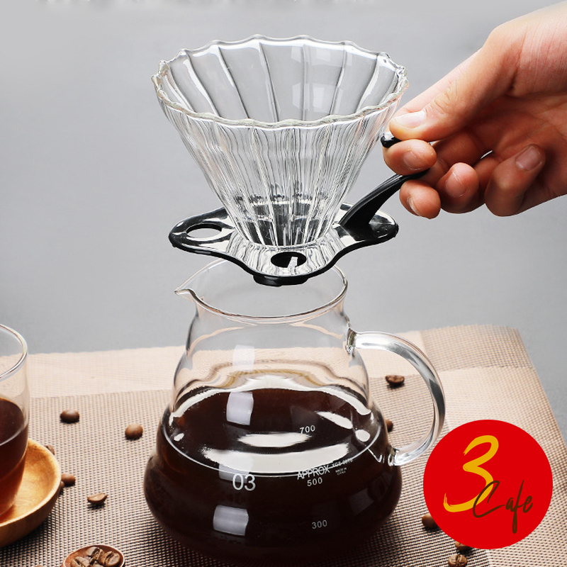 3cafe ดริปเปอร์ V60 วัสดุแก้ว แท้จากญี่ปุ่น 1-2 ถ้วย/2-4ถ้วย Glass Dripper