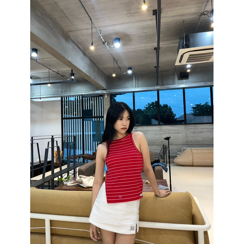 HAPTOP12:- กล้ามคอกลมผ่าข้างมีกระดุมลายริ้ว คริสต์มาส ตรุษจีน ปีใหม่