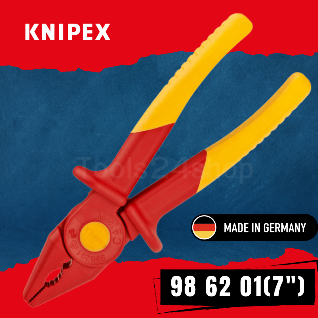 KNIPEX คีมพลาสติกปากจิ้งจกกันไฟ ขนาด 7 นิ้ว VDE No.98 62 01