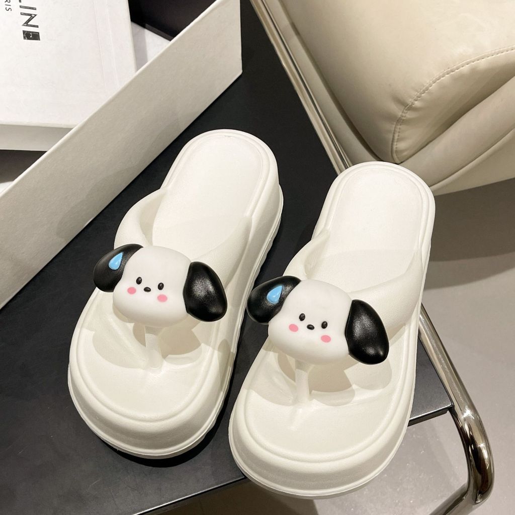 Fshoes พร้อมส่งรองเท้าแตะแฟชั่นผู้หญิงทรงหูหนีบสูง สีสันสดใส5สี แถมตัวตอดลายหน้าน้องหมาสุดกรุบกริบ สั่งเลยพร้อมส่ง