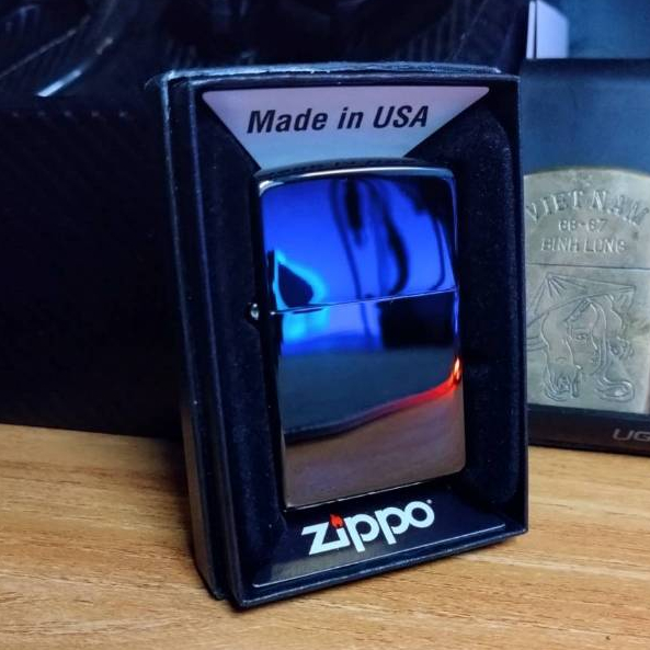 Zippo ของแท้จาก US [มือสอง] สแตนเลสสีดำเงาล้วน