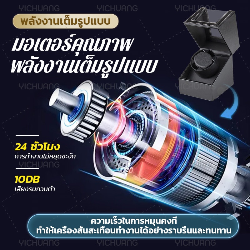 【พร้อมส่ง】กล่องหมุนนาฬิกา กล่องหมุนนาฬิกาอัตโนมัติ Watch Winder ใส่ได้ 1 เรือน เดซิเบลต่ำ มาพร้อมสายชาร์จ USB