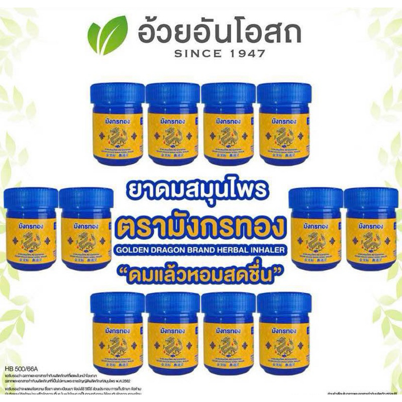 🔥แท้💯%ค่าส่งถูก🚘ยาดมสมุนไพร อ้วยอันโอสถ 1โหล (ยกกล่อง) ยาดมมังกรทอง หอม สดชื่น ยาดมมังกรทอง