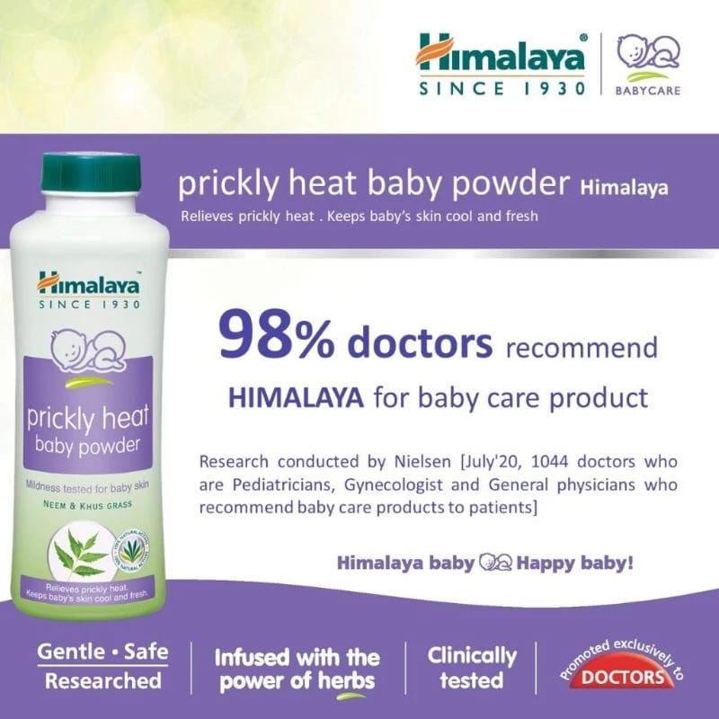 Himalaya prickly Heat baby power 100G -เเป้งเย็นสําหรับเด็ก ช่วยบรรเทา.อาการผดเเละช่วย.ให้ทารกสด ราคา ถูกที่สุด ดีลบีเคเค แกลเลอรีภาพที่ 2