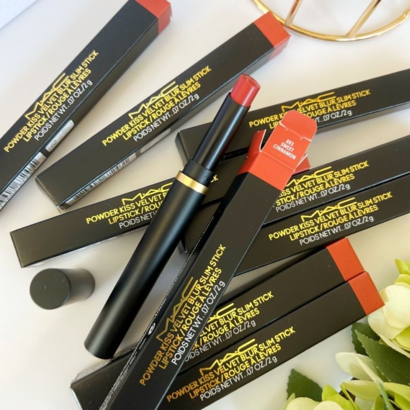 MAC Powder Kiss Velvet Blur Slim Stick Lipsticks #893 Sweet cinnamon