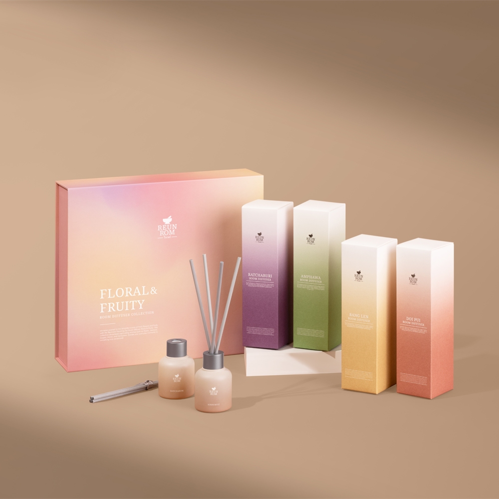 Reunrom Travel Room Diffuser 30ml x 4 (Floral & Fruity) အခန်းသုံး ချို့ရည် (ဖယောင်းတိုင်/ကာပ်ကွန်) အမွှေးနံ့