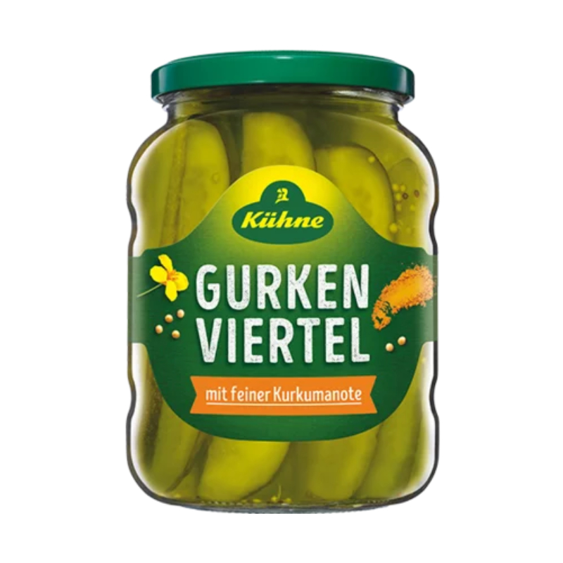 คูห์เน่ แตงกวาดองหั่น 370 มล. - Gherkins Viertel Quarters 370ml Kuhne brand